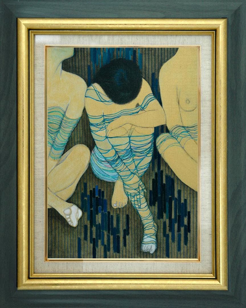 油絵 菅家令子 絵 絵画 インテリア 額付(銀) F6-030314 人物 女性