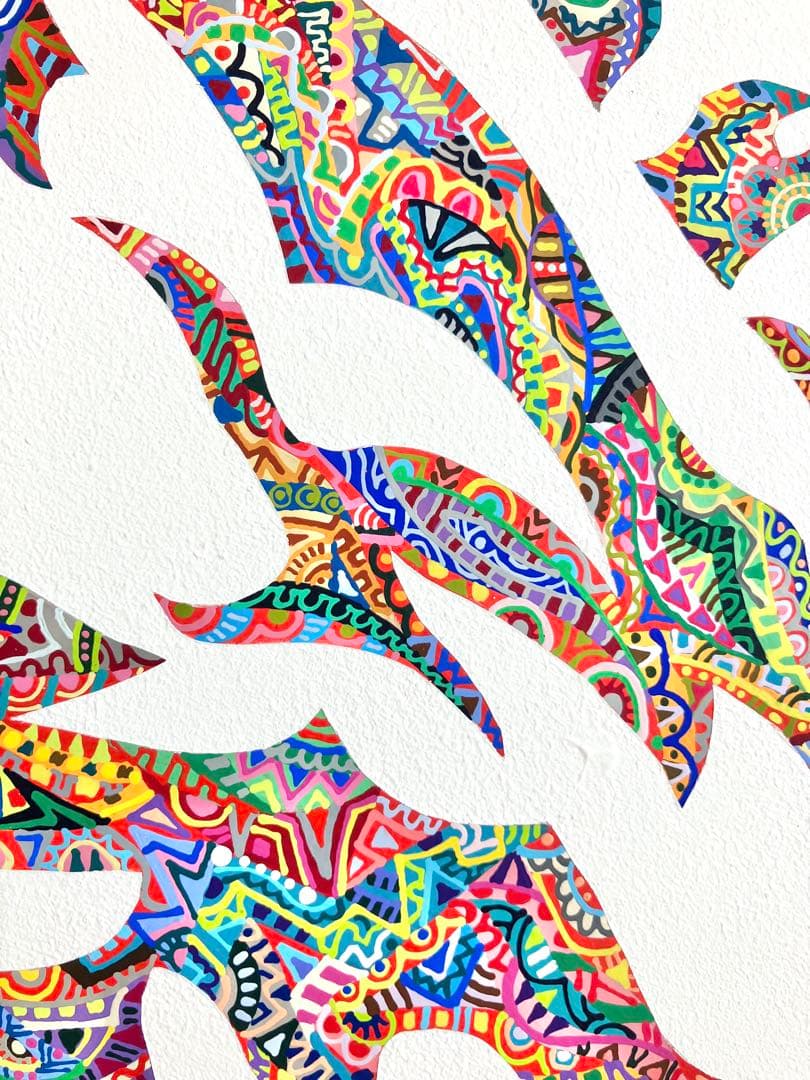 原画　龍　動物画　絵画　アクリル画　現代アート　細密画　手描き　一点物
