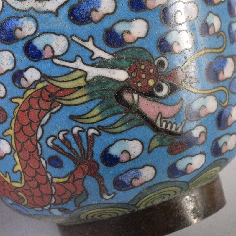 中国　古七宝琺瑯彩　花文　蓋爐　香炉　煎茶碗　3点まとめて　V　R8616