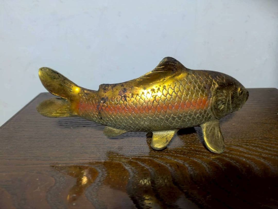 金属製 鯉の置物 約15cm