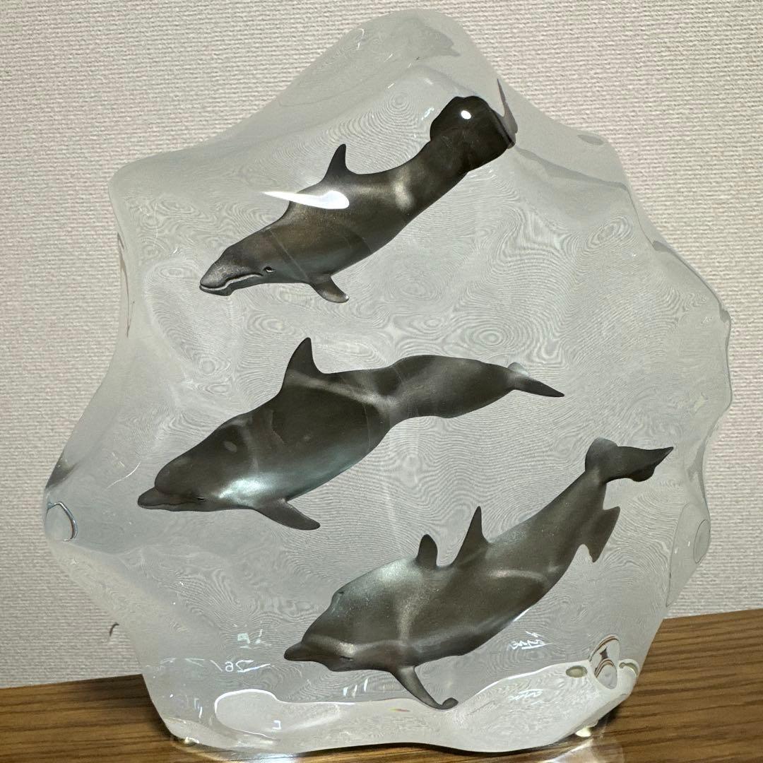 美品✨クリスチャン・リース・ラッセン　イルカアクリルオブジェ彫刻　トリオ