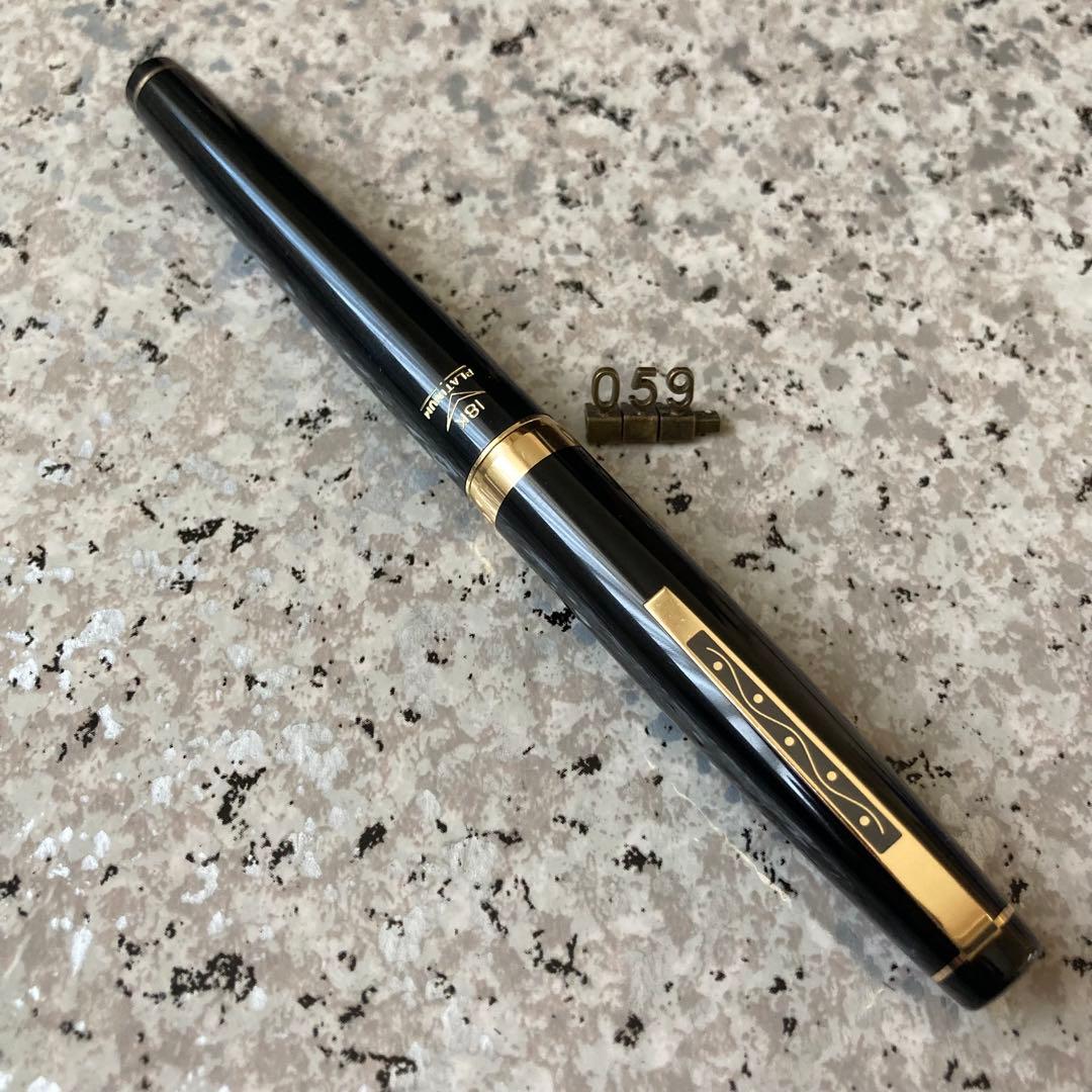 #059 オーバーホール済み 万年筆 PLATINUMプラチナ ロング 18k
