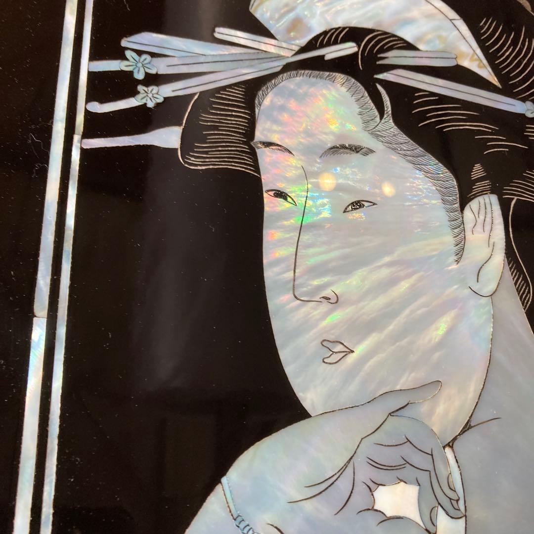 希少 螺鈿 喜多川歌麿 美人画 浮世絵 古画 アンティーク