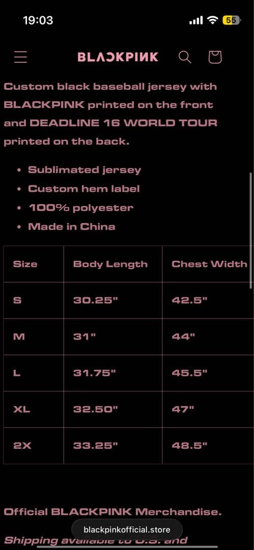 BLACKPINK ベースボールシャツ 16 WORLD TOUR 国内未発売