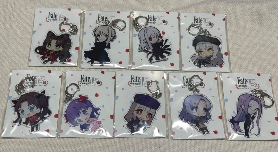 Fate stay night 15周年 アクリル キーホルダー バッジ セット