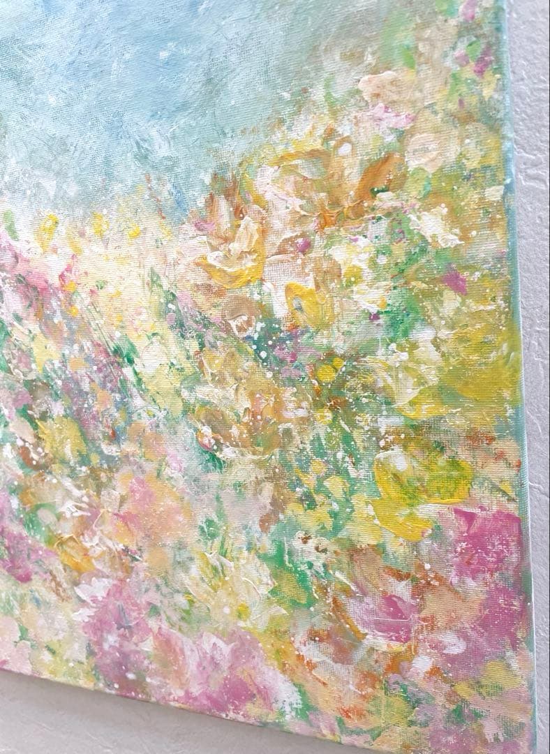 524 抽象画 アクリル画 アート 原画 キャンバスボード F6 春風に乗って
