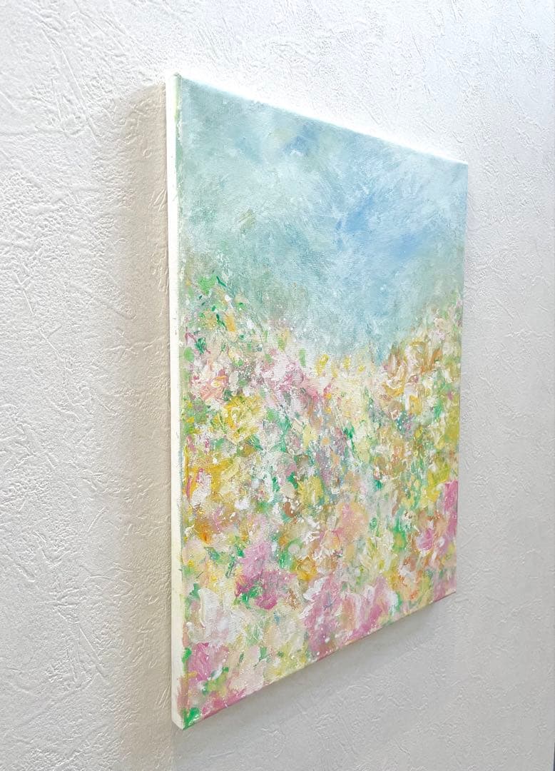 524 抽象画 アクリル画 アート 原画 キャンバスボード F6 春風に乗って