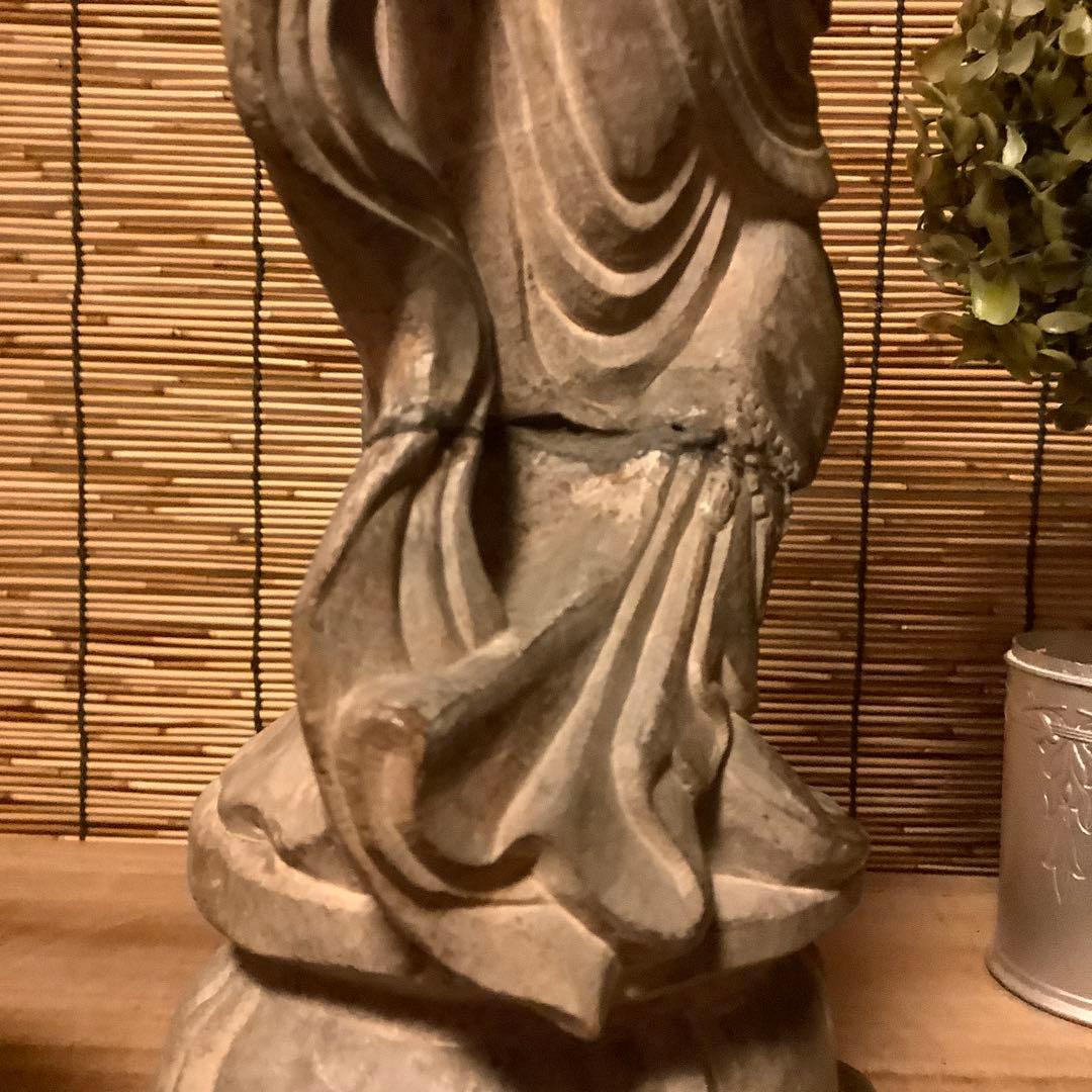 中国・初唐代石仏「水瓶観世音菩薩立像」初唐様式・大乗仏教寺院放出・極上大型
