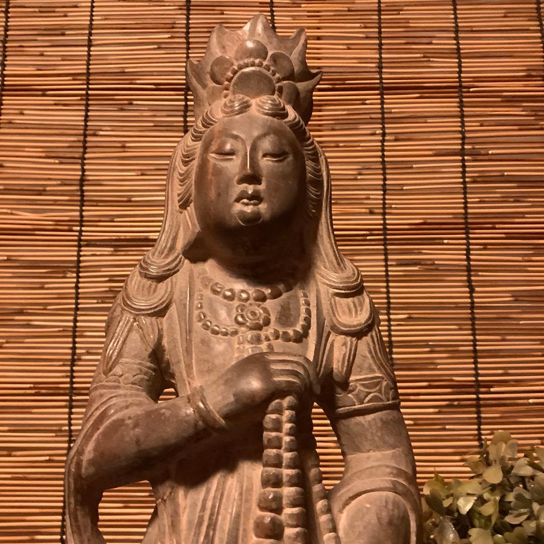 中国・初唐代石仏「水瓶観世音菩薩立像」初唐様式・大乗仏教寺院放出・極上大型
