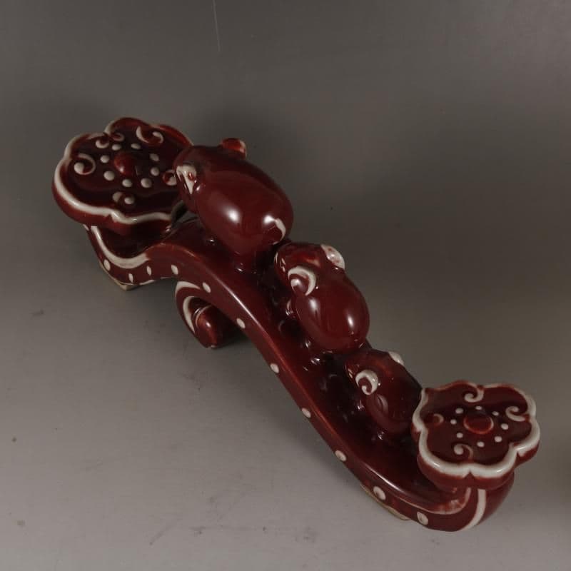 磁器海棠紅釉吉祥如意 置物 鎮宅辟邪 開運風水 招財装飾品 工芸品 美術品