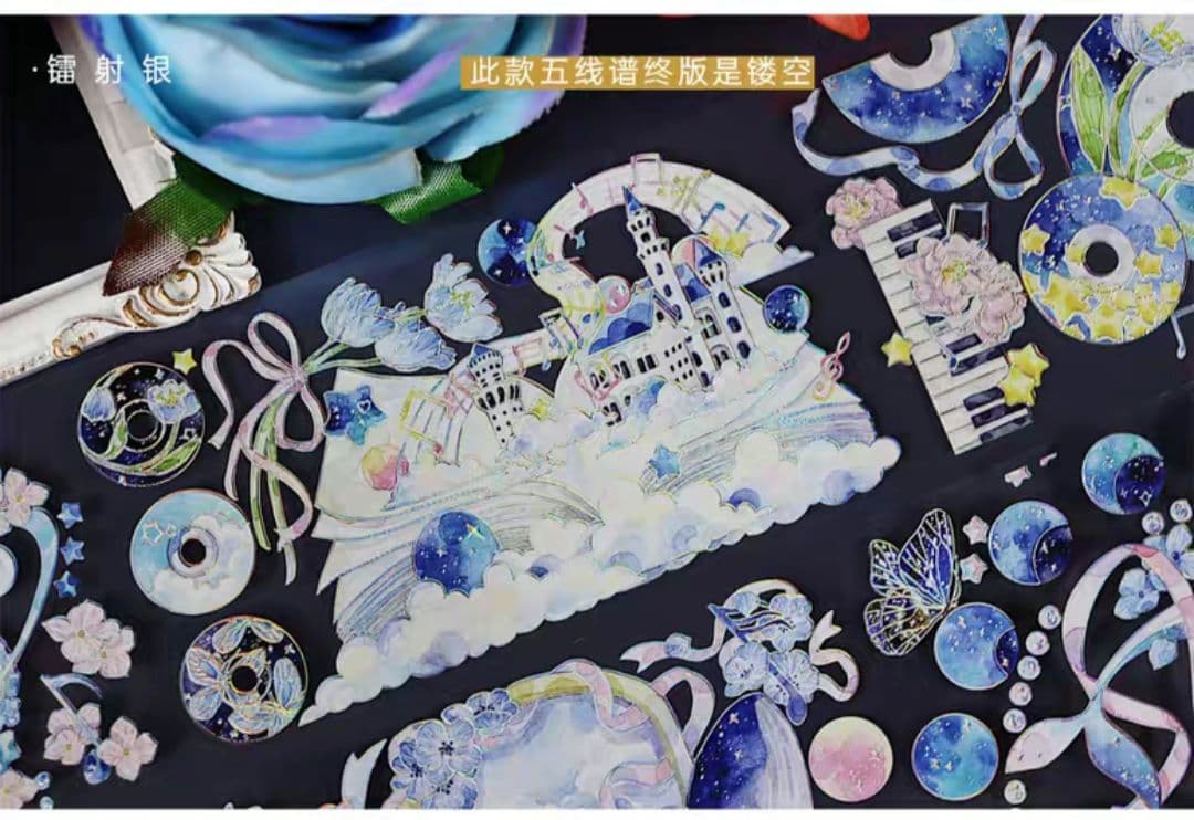巻売 498★ 海外 マスキングテープ マステ PET 装飾 花 蝶 鯨 銀ホロ