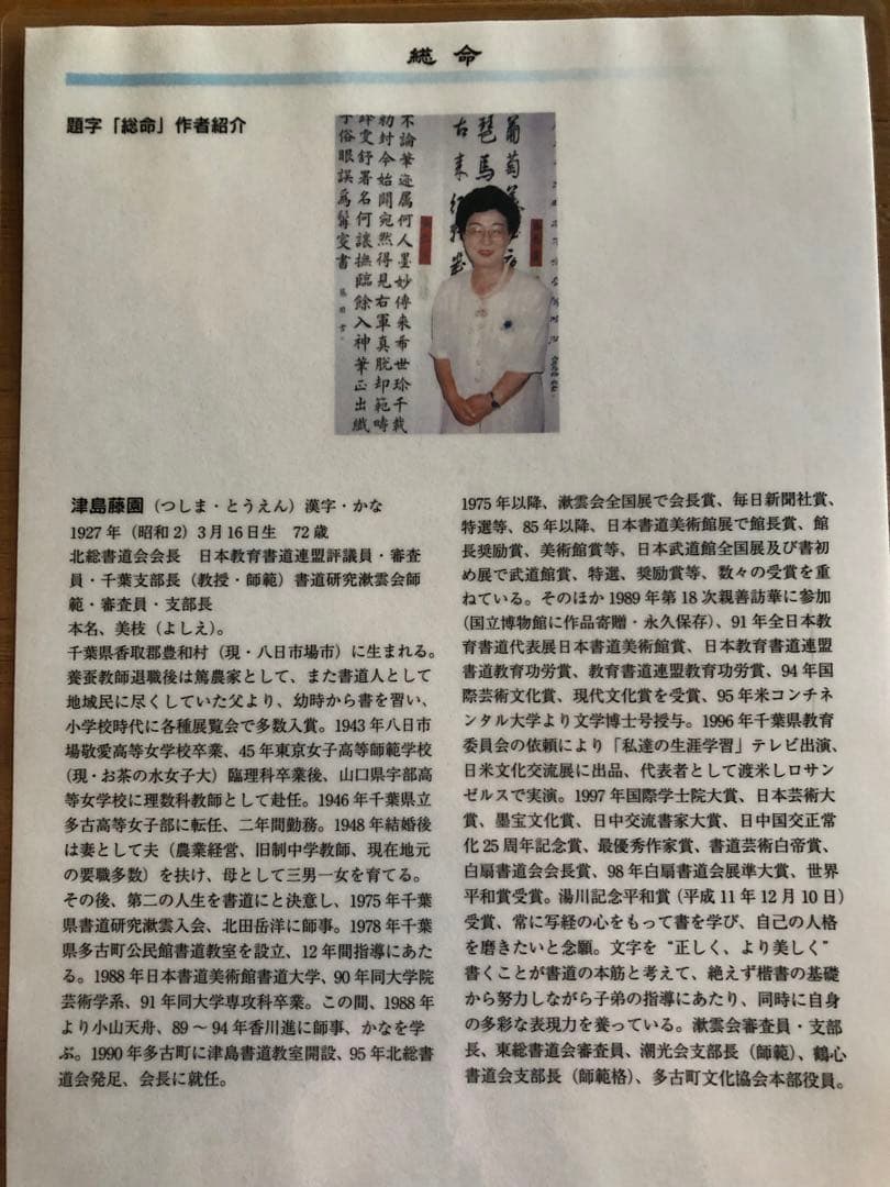 津島藤園の書道作品　「想造智真解」 木製フレーム