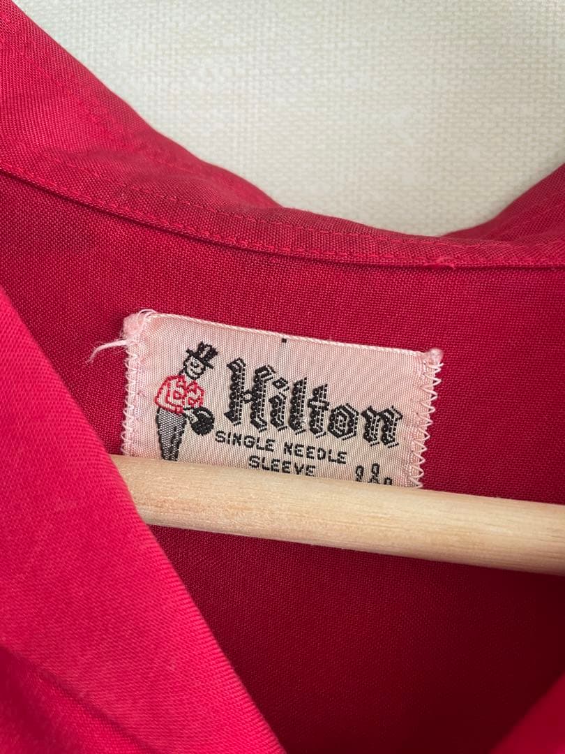 50’s ボーリングレーヨンシャツHilton 赤