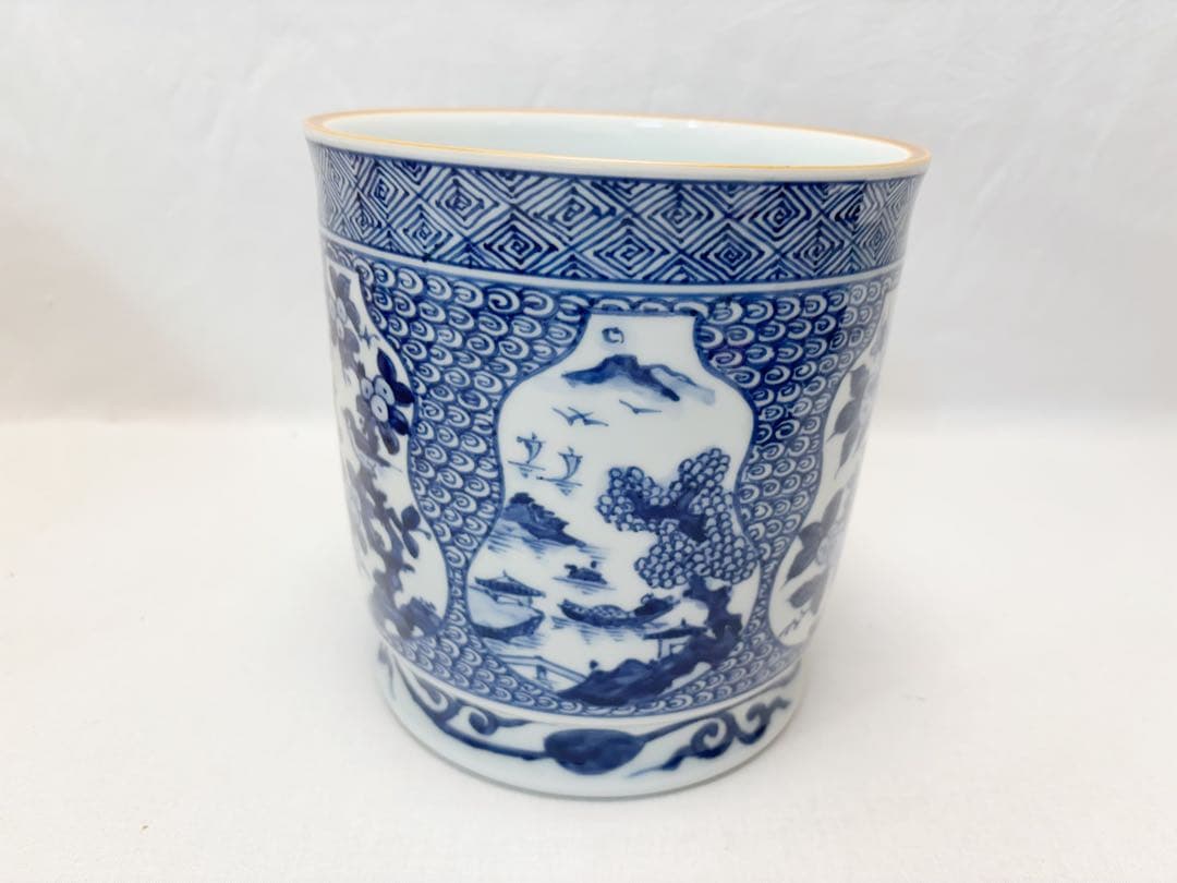 未使用 茶道具 庄左ェ门 造 一重口祥瑞水指 押小路 黒柿蓋 底印 共箱