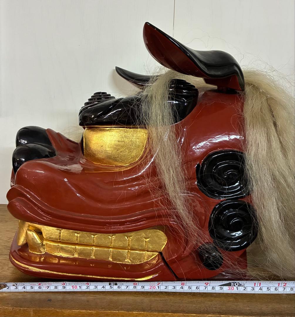 獅子舞　獅子頭　木彫　魔除け　祭　置物　古美術　神楽