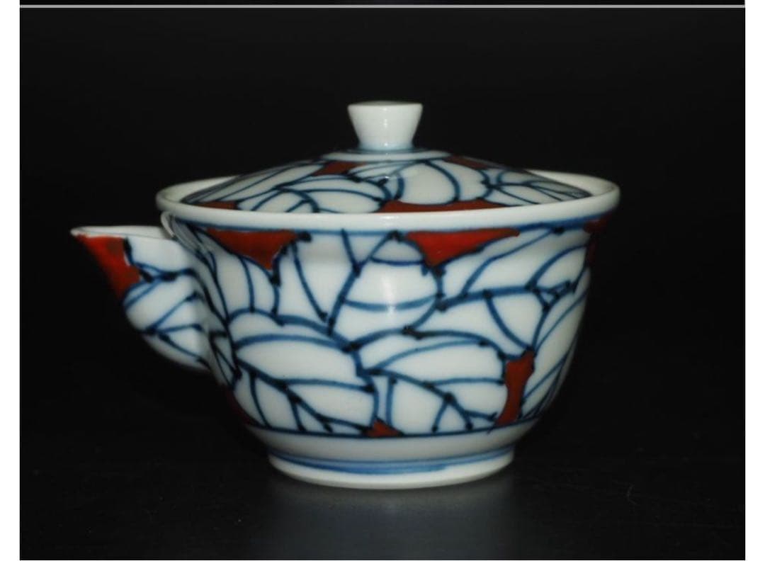送料無料 京焼　七甫造　色絵青花玉露茶器揃　小振り・手描き・精巧作り　煎茶道具