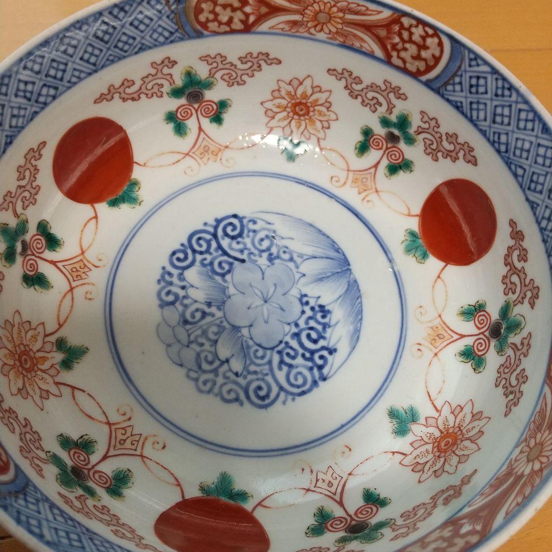 古伊万里、赤玉、金彩、丸鉢、１９センチ