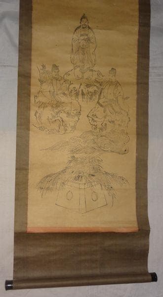 稀少 ヴィンテージ 出羽三山神社 月山大神 湯殿山大神 羽黒山大神 紙本 掛軸