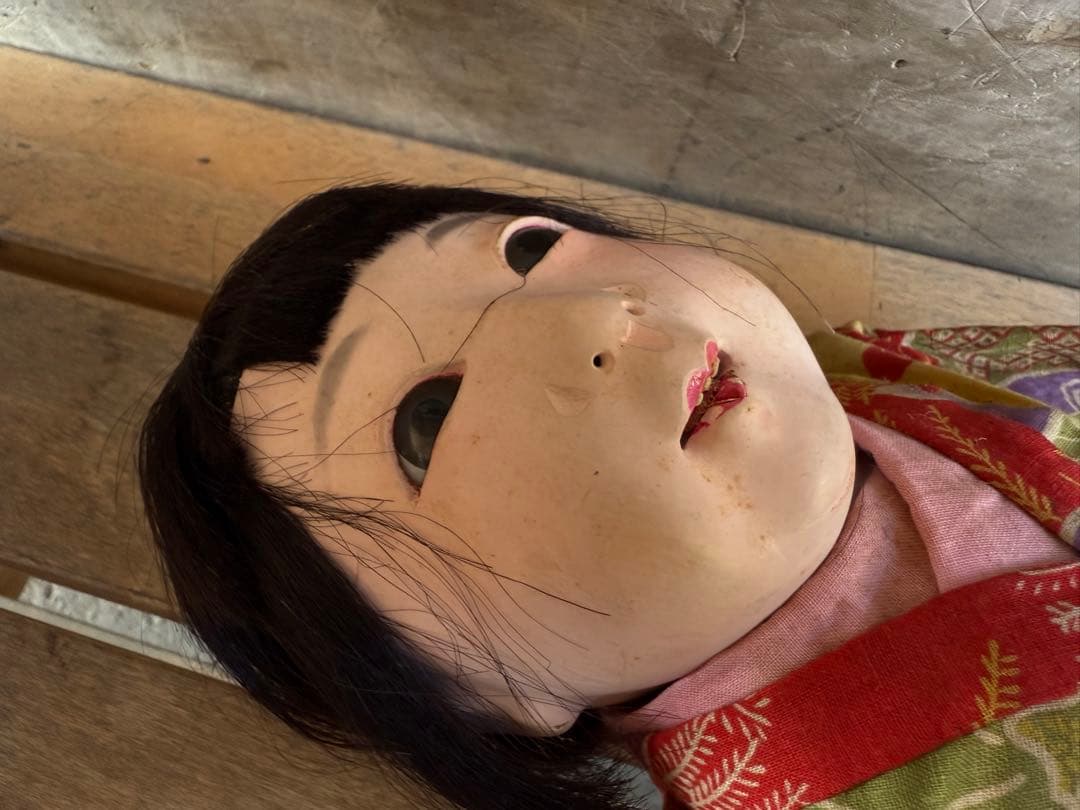 【O-2054】日本人形 市松人形 女の子 昭和レトロ 呪物