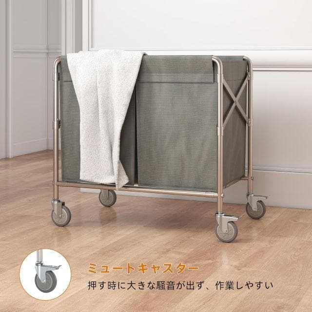 未使用 リネンカート 業務用ダスト清掃カート 大容量 耐荷重200kg 静音