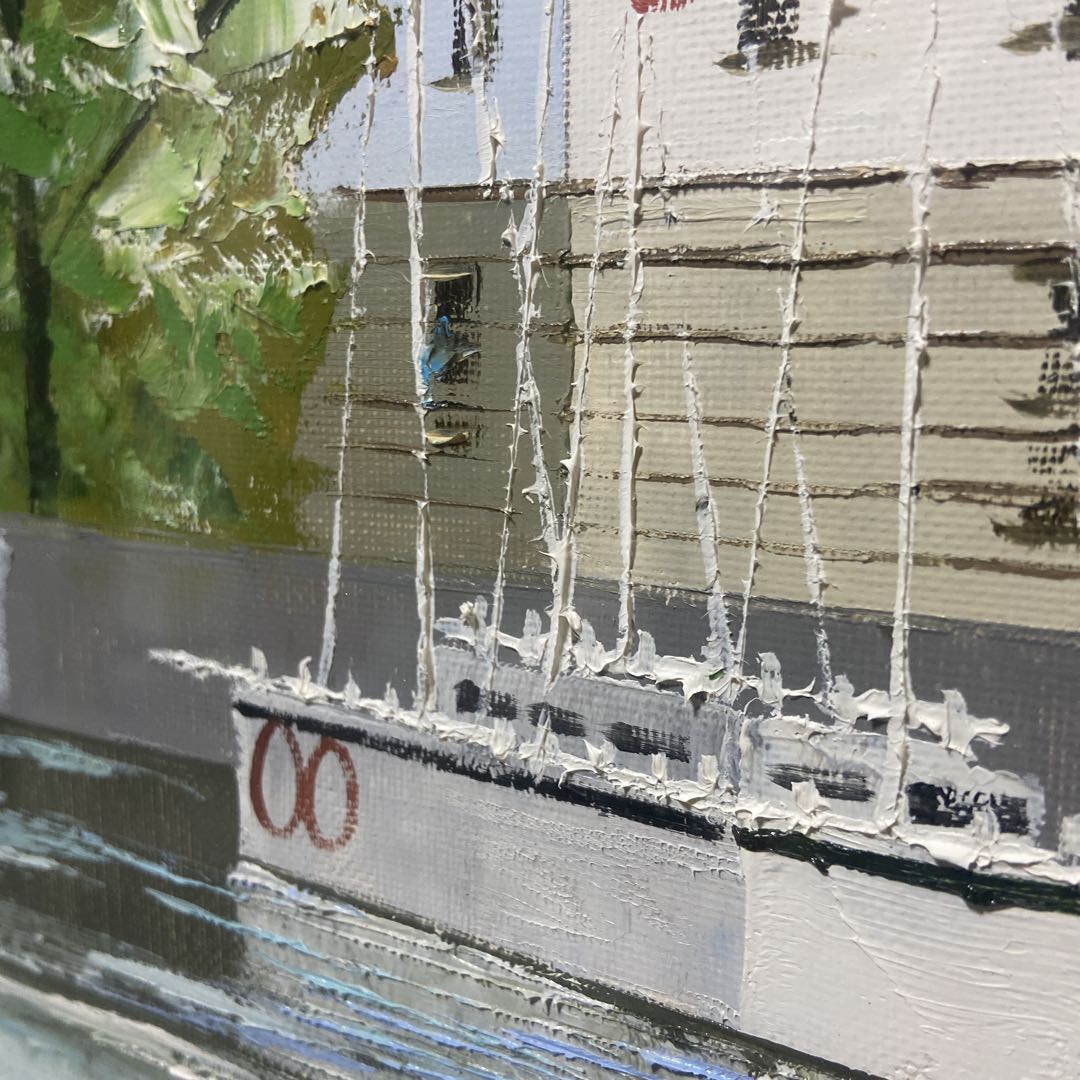 前田忠雄　油絵　< 運河の風景 > ６号