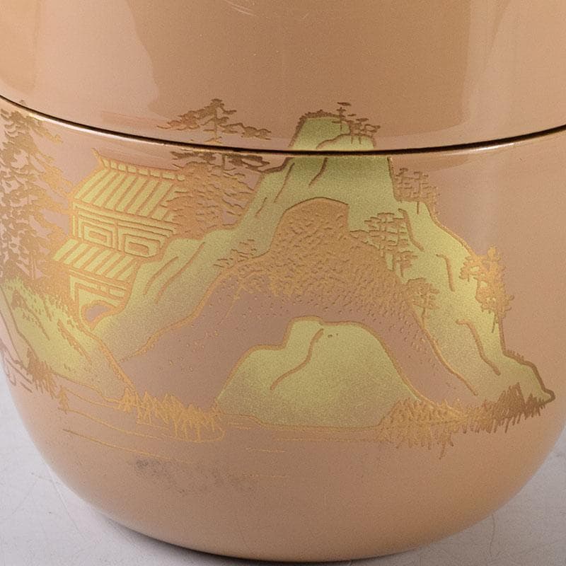 2216 中村宗哲作白漆　山水蒔絵　中棗　共布　鵬雲斎極め箱　MR8145