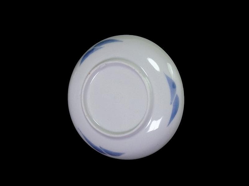 古伊万里　染付　山村に鳥　朝顔の図　３寸皿　豆皿　手塩皿　E595AS-CUc
