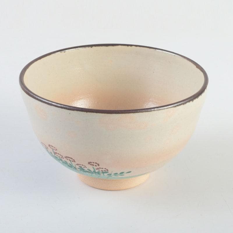 茶道具　福森阿也作　乾山写　色絵　花草文　茶碗　共布共箱　C　9475
