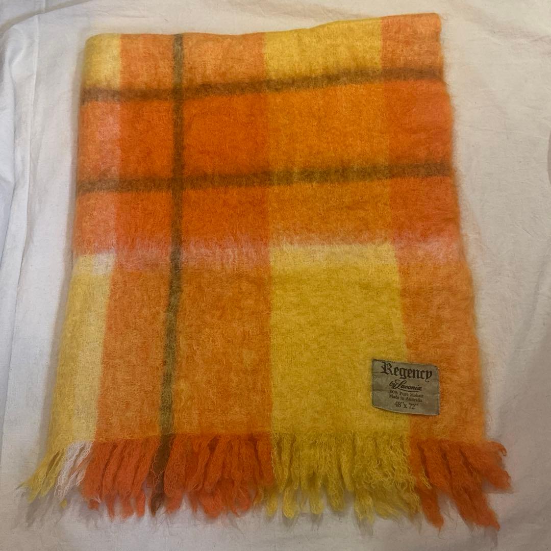 VINTAGE 100% MOHAIR BLANCKET ショール 超肉厚