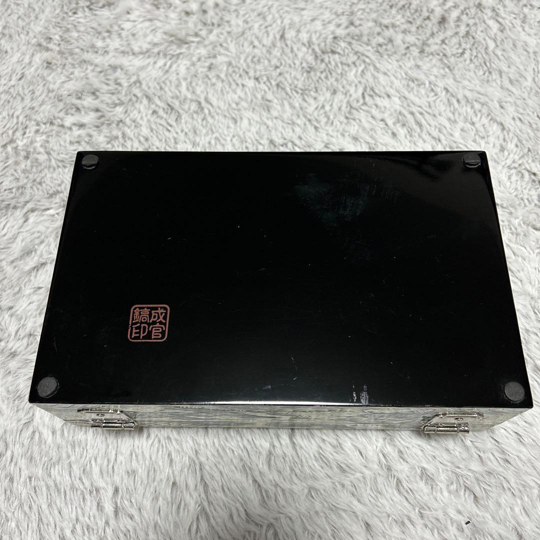 成官鎬印 螺鈿細工 蝶花唐草松鶴亀鹿図　ジュエリーケース　鏡　宝石箱