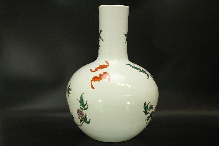 中国美術 色絵 大きな花瓶 高53cm(LC797)
