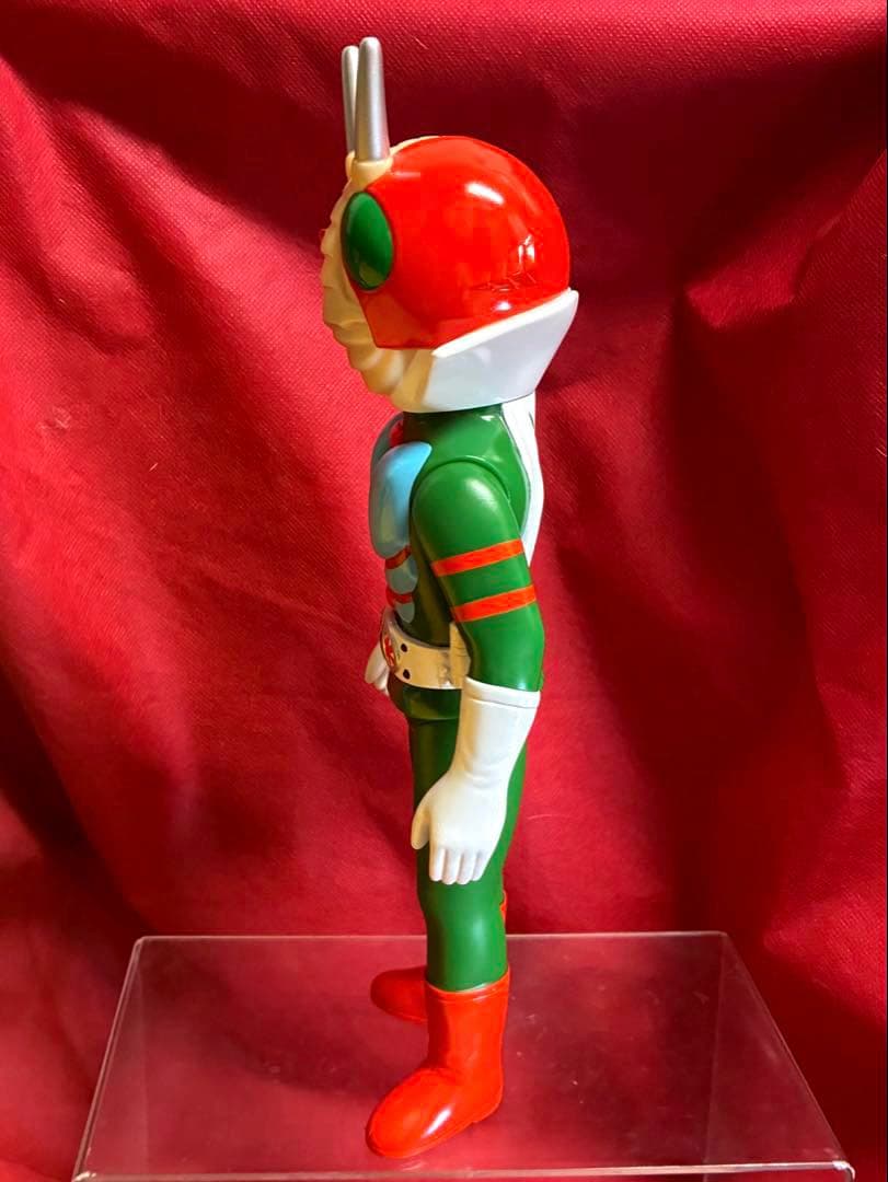 27cm！【昭和レトロ】■ 面取れ 仮面ライダーV3 ソフビ 美品