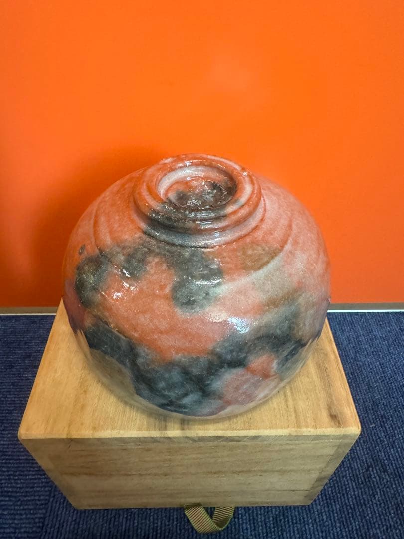 1868 京焼　清水焼　楽茶碗祥悦窯　赤楽　雪峰　茶碗　未使用
