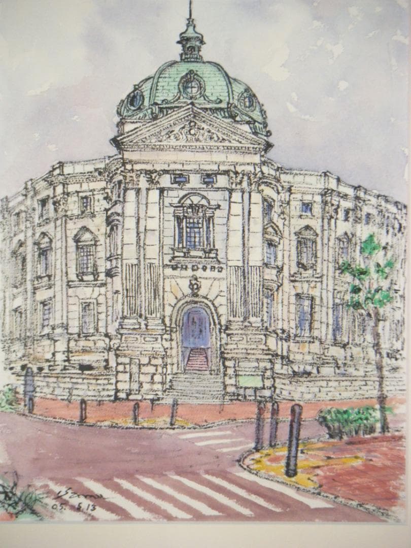 【真作】絵画　棈木勇　水彩6号　旧横浜正金銀行本店木館　人気作家　K3