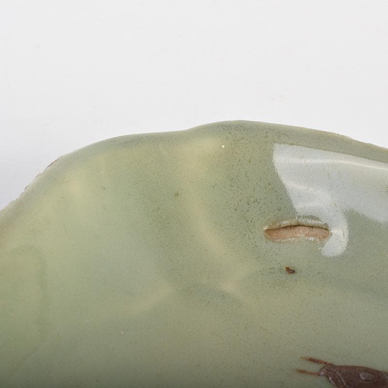 中国　天龍寺青磁　魚文　菓子鉢　時代箱　F　R7016
