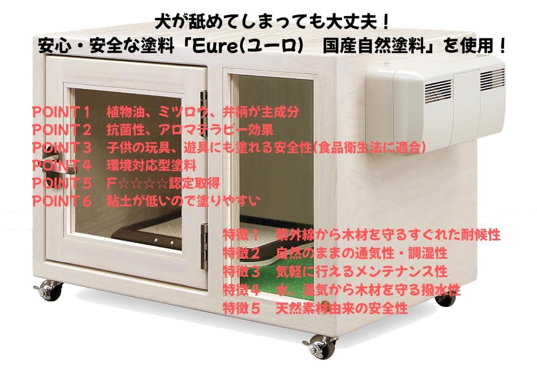 新品未使用｜防音ケージ｜小型犬向け｜キャスター付き｜ヒノキ材｜003