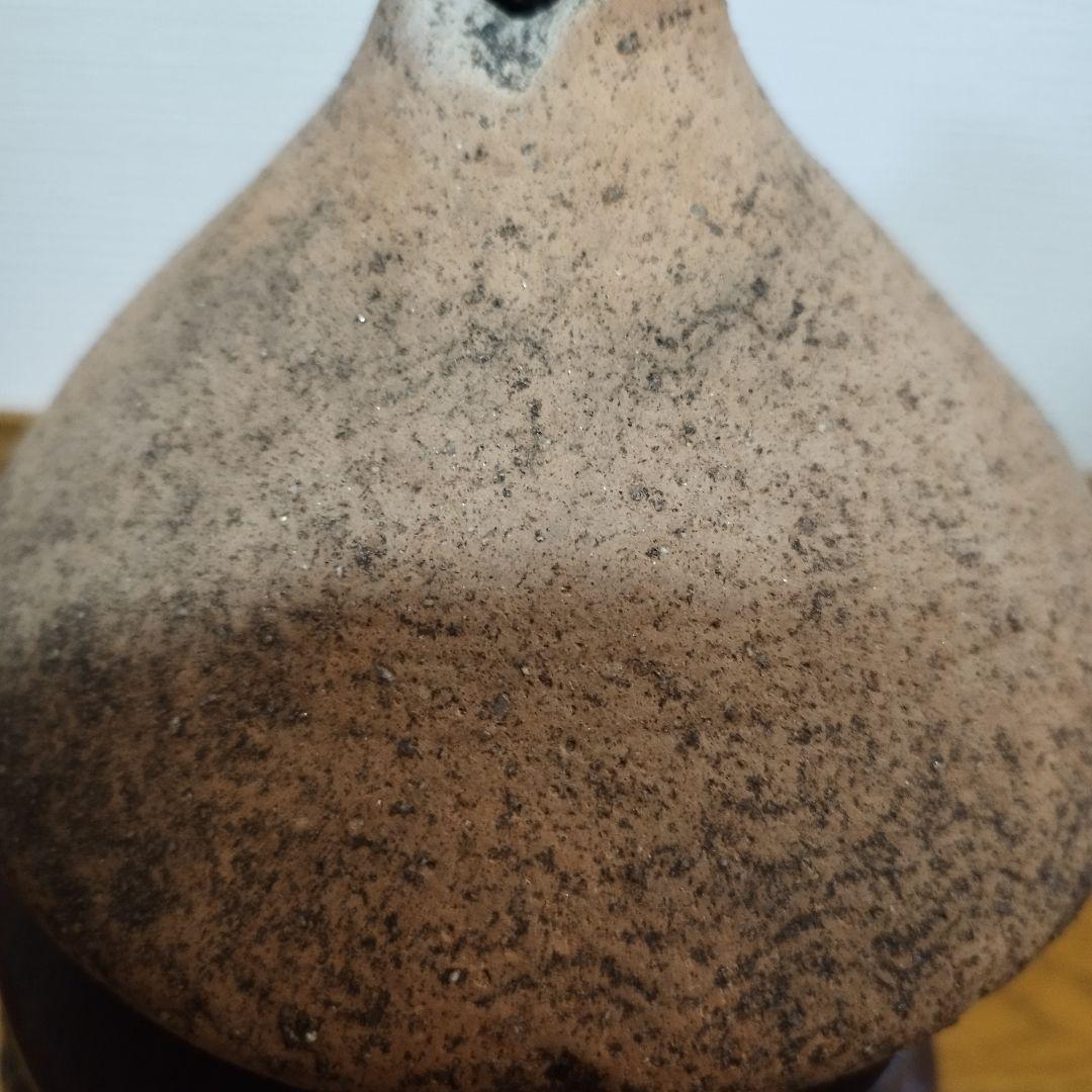 発掘品　弥生土器　そろばん型の小壷　波状紋様　　矢作川流域出土