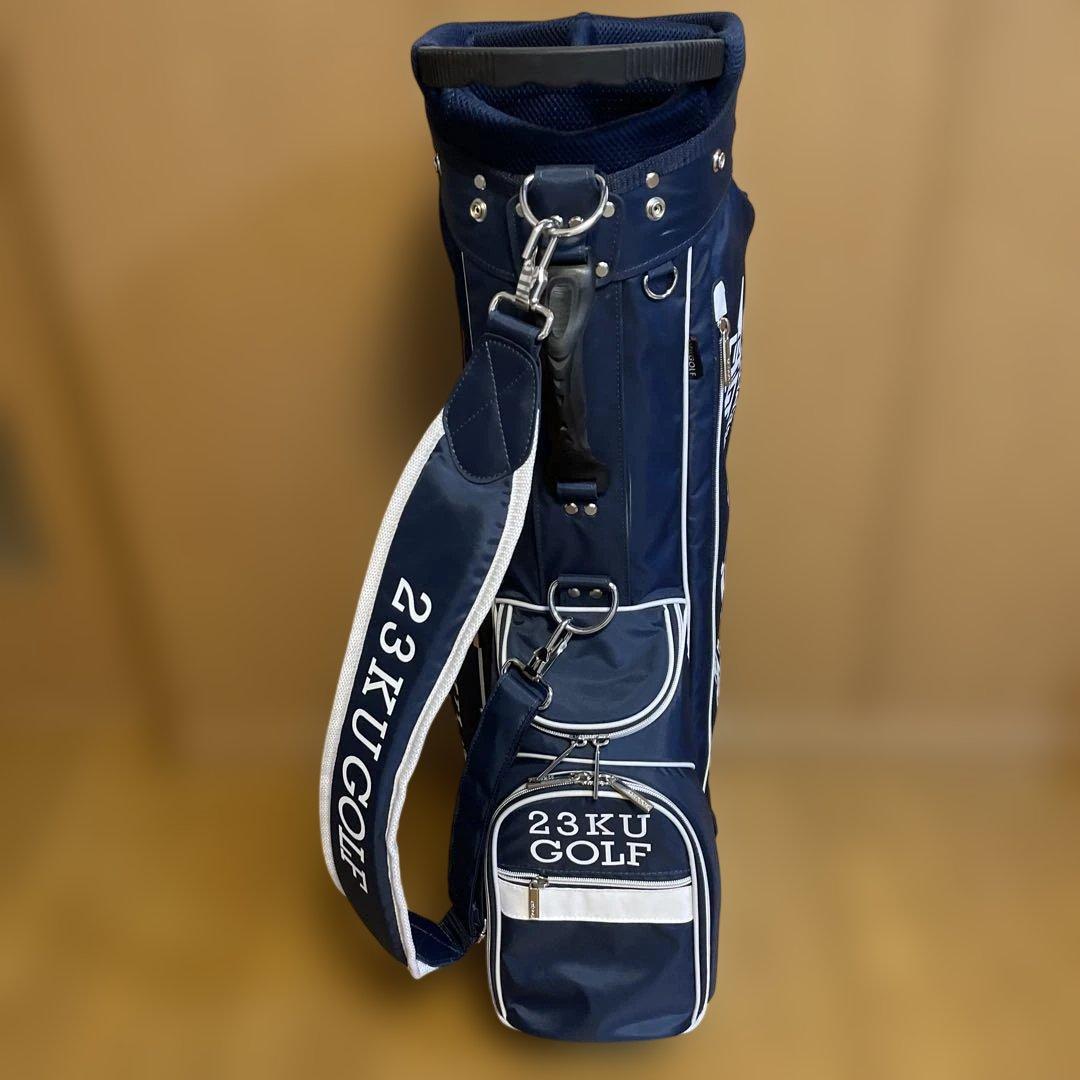 23KU GOLF ゴルフバッグ ネイビー　ヘッドカバー付