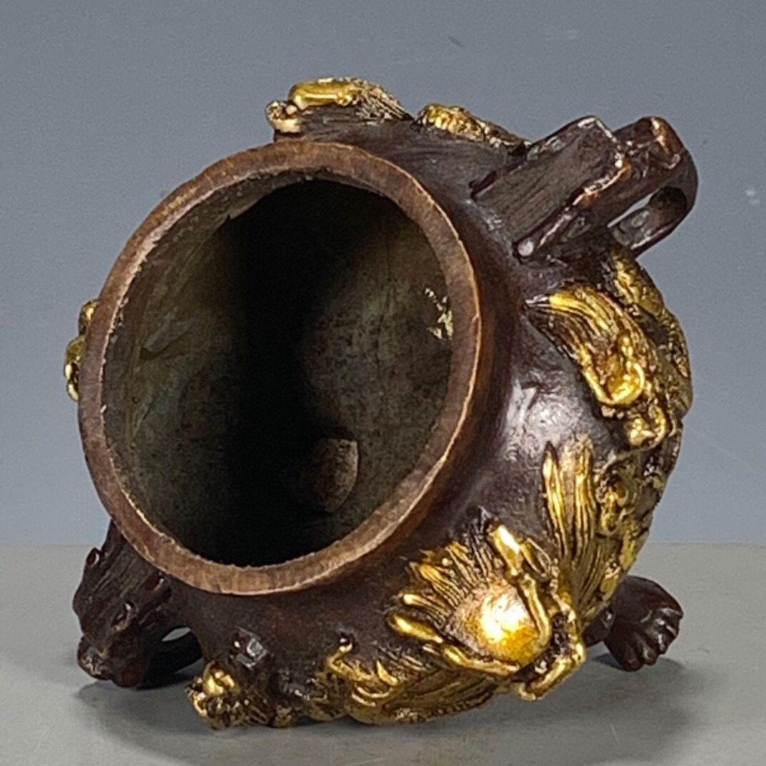 銅器 香炉 瑞獣三足九龍鼎薫香炉 風水 開運 工芸品 美術品 置物