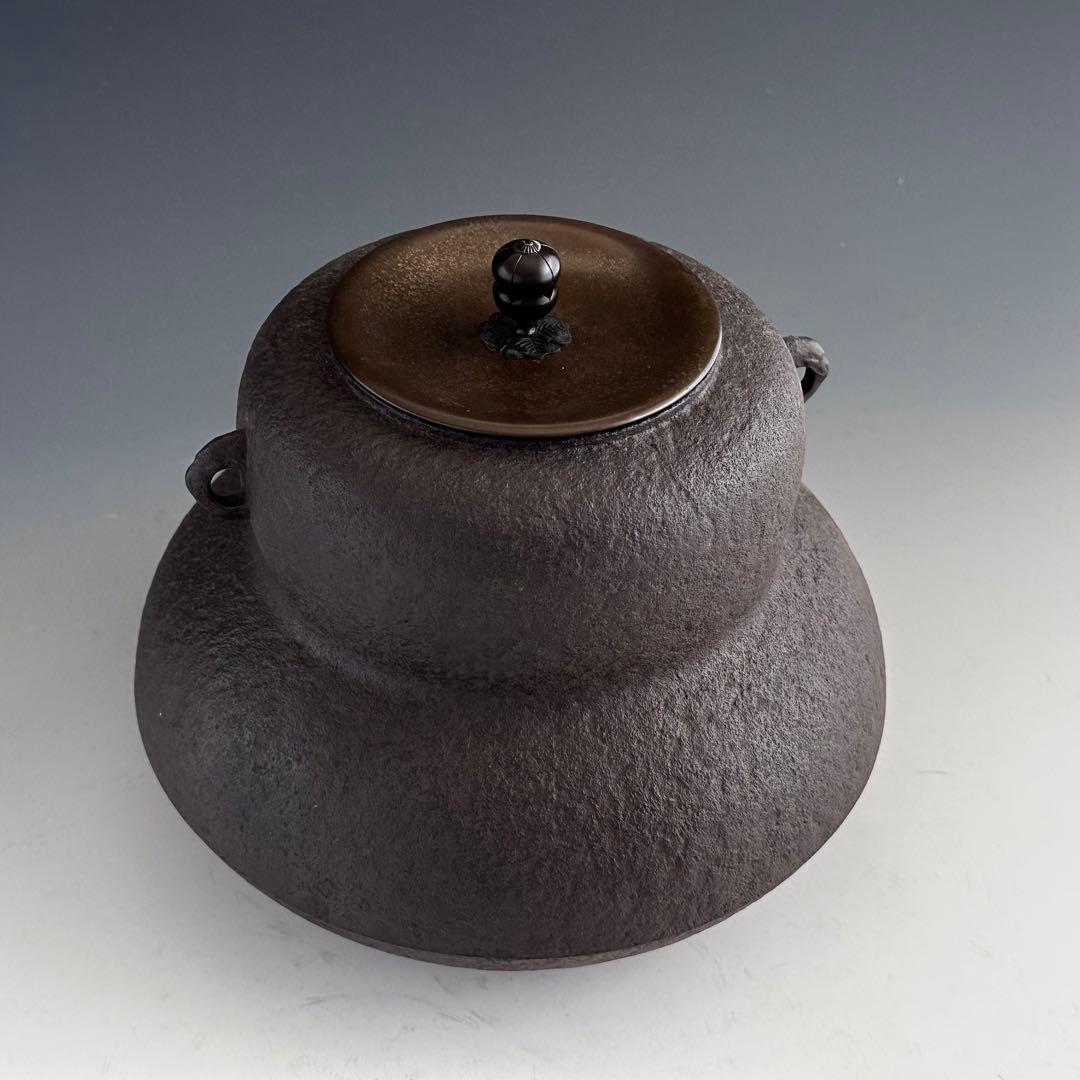茶道具　瓢釜　金森紹栄　共箱　未使用品　炉釜　茶釜　茶の湯釜　茶会　稽古　鋳物