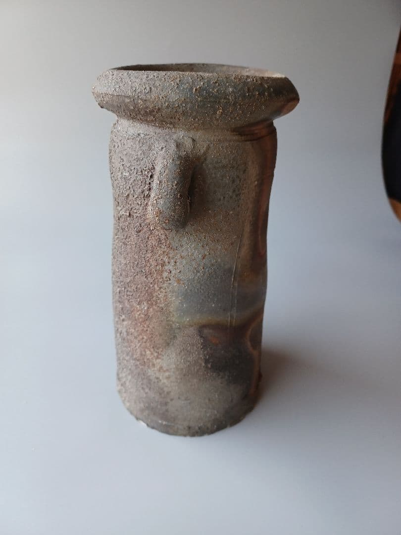 備前焼　花入　花瓶　山本宗秀作　備州窯　茶道具　茶道　土味　力強い感じ　耳付