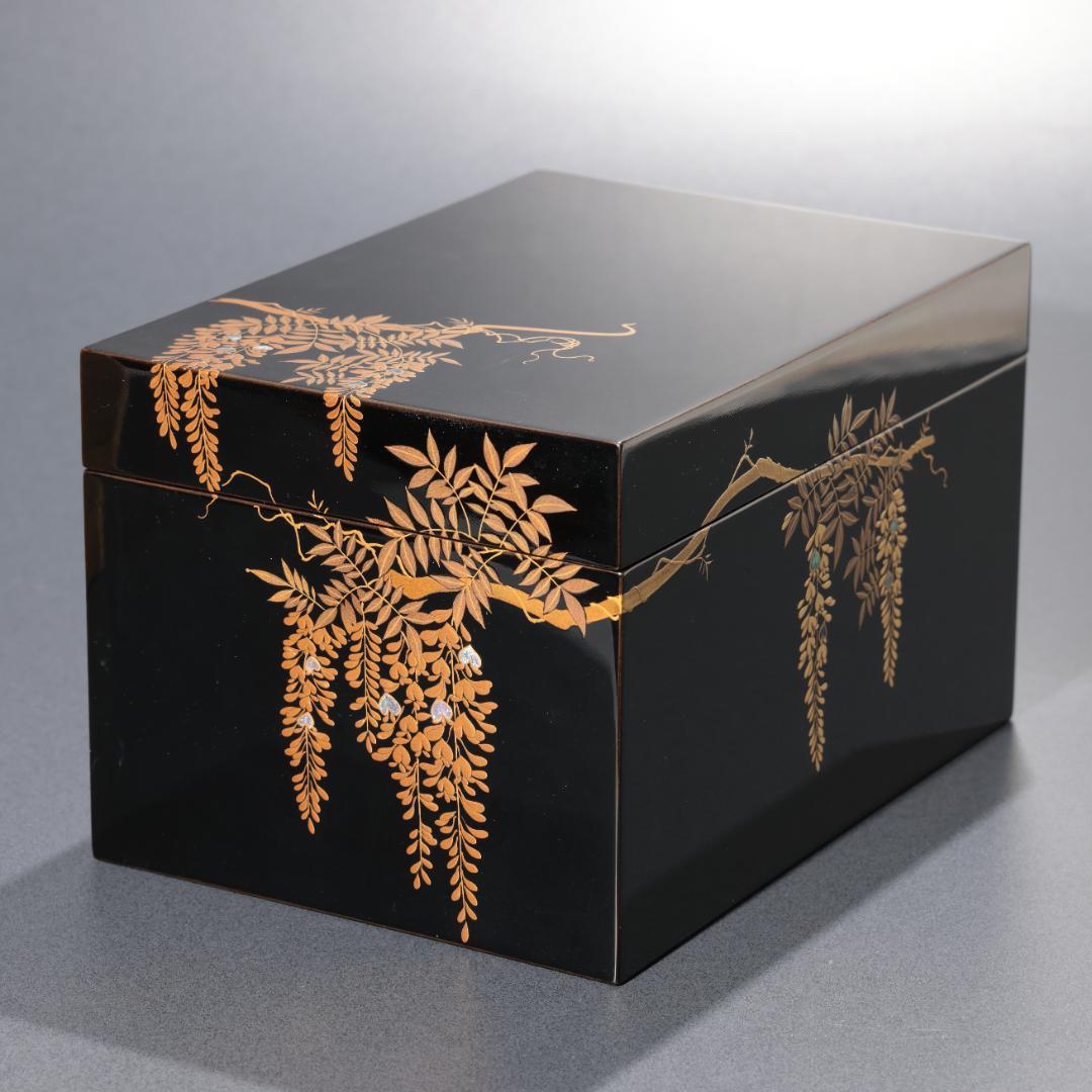 【茶道具】輪島塗　茶箱　藤蒔絵　6R0938ダP2