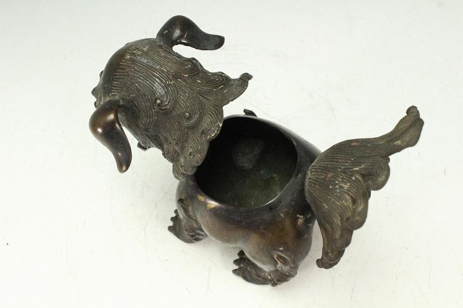 古銅 獅子 香炉 時代物(K-LC872)