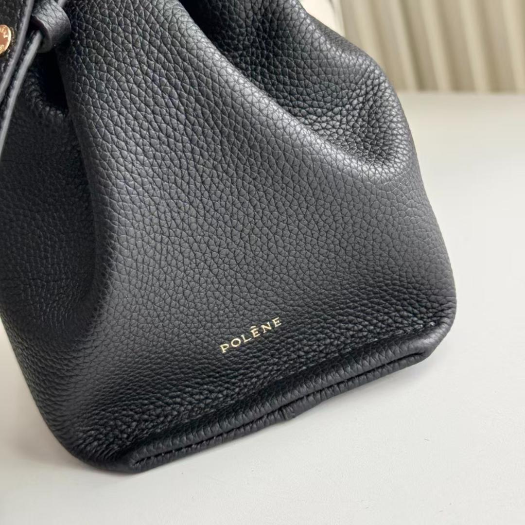 セール！Polène 黒 レザー ショルダーバッグ ハンドル付き mini