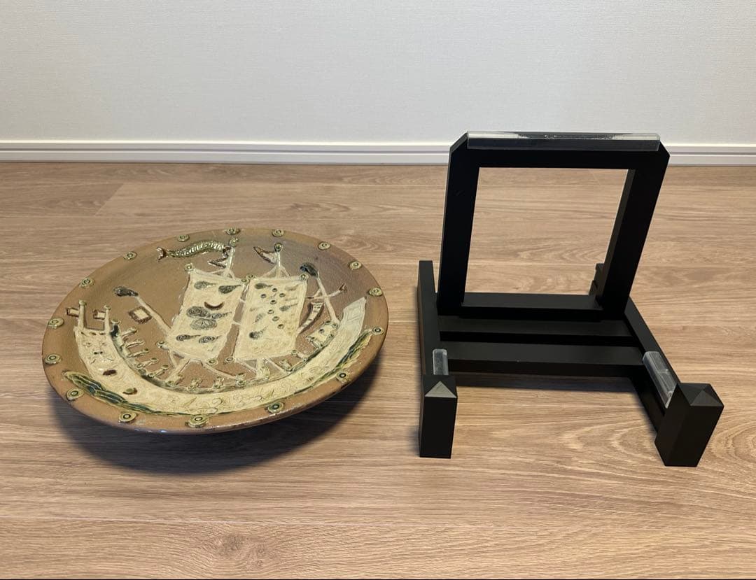 陶芸家名 故 島袋常明 絵皿 龍 鬼 船 魔除 開運 骨董品 古美術 琉球