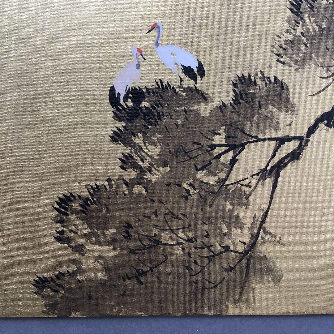 色紙　松、鶴、旭日を金地に描いた吉祥画　配送用袋　S1039SS