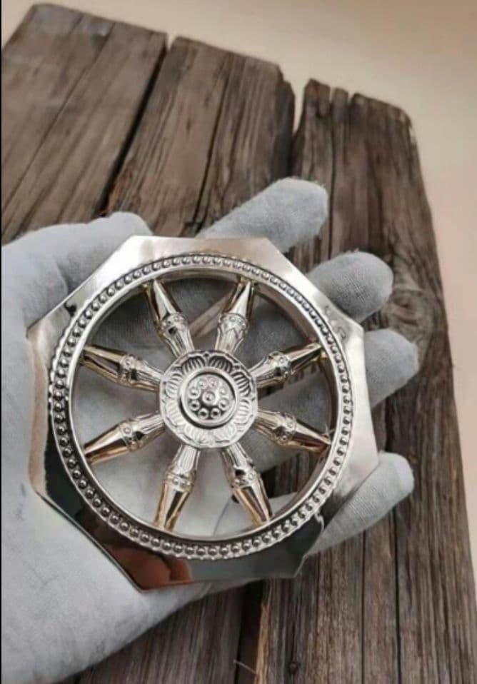 【修縁堂】仏教法器 法輪 輪宝 密教法具 チベット 真鍮製 11cm