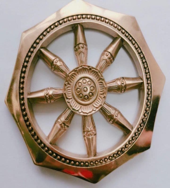 【修縁堂】仏教法器 法輪 輪宝 密教法具 チベット 真鍮製 11cm