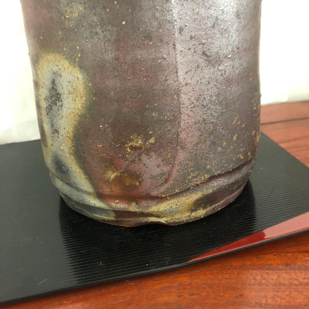 備前焼　柴岡紘一　花入　花瓶　耳付　箱　骨董　アンティーク　インテリア　華道
