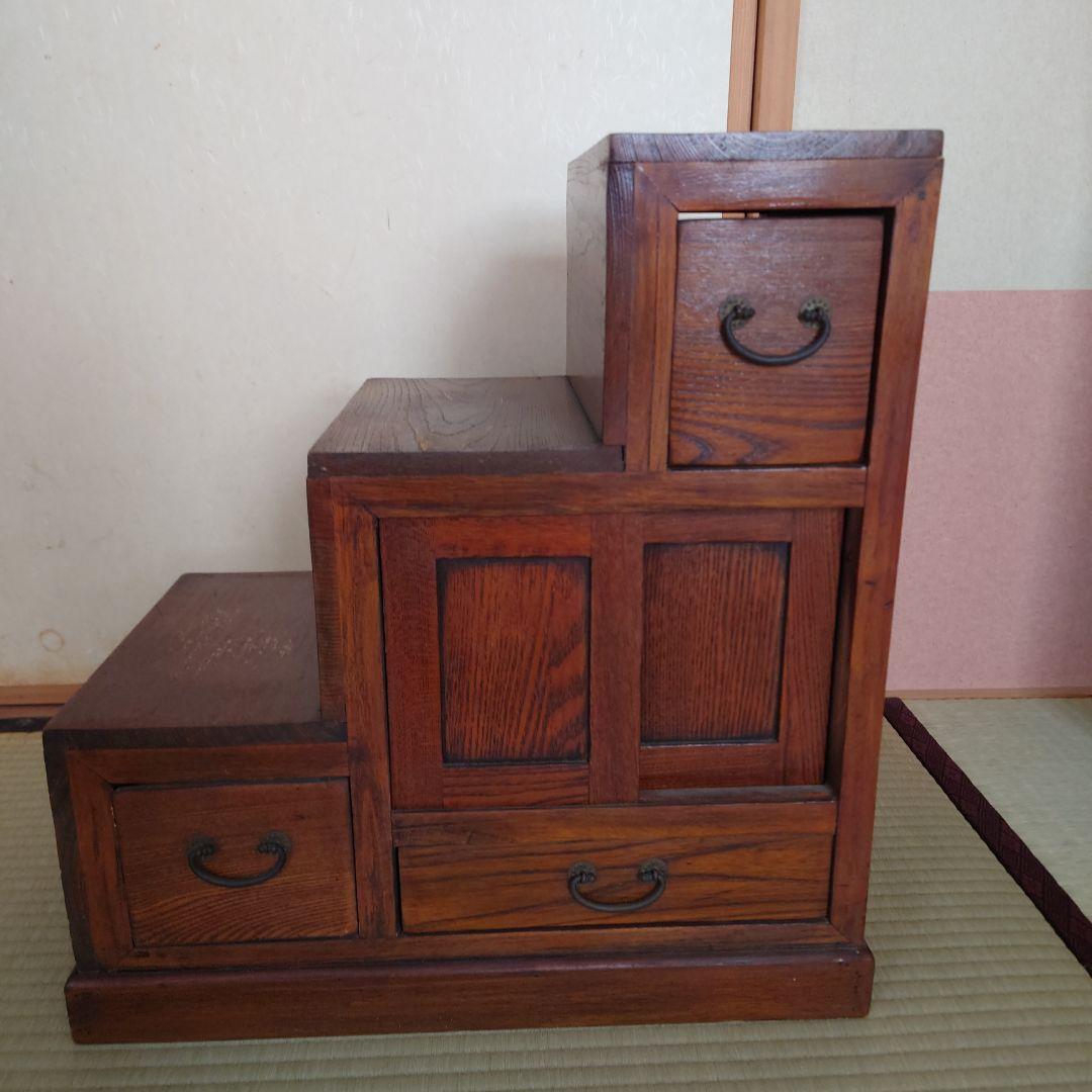 階段箪笥　タンス　アンティーク　骨董　両面誂え